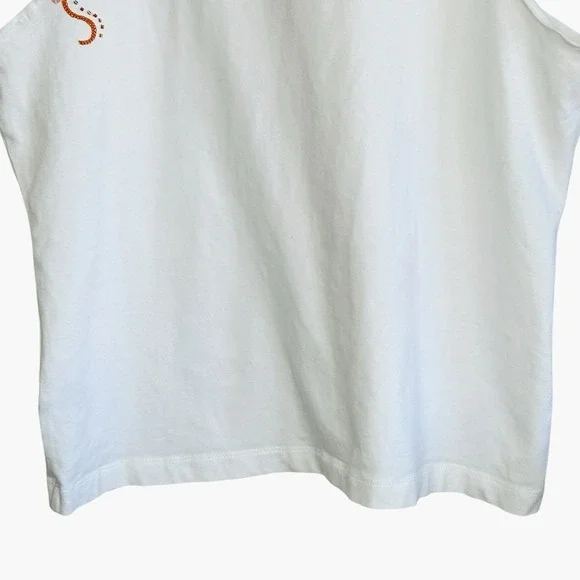 Chicos Beaded Sequin Lobster Tank Top Sz 2 Large Beachy Coastal Embroidered Flaw - Picture 9 of 11